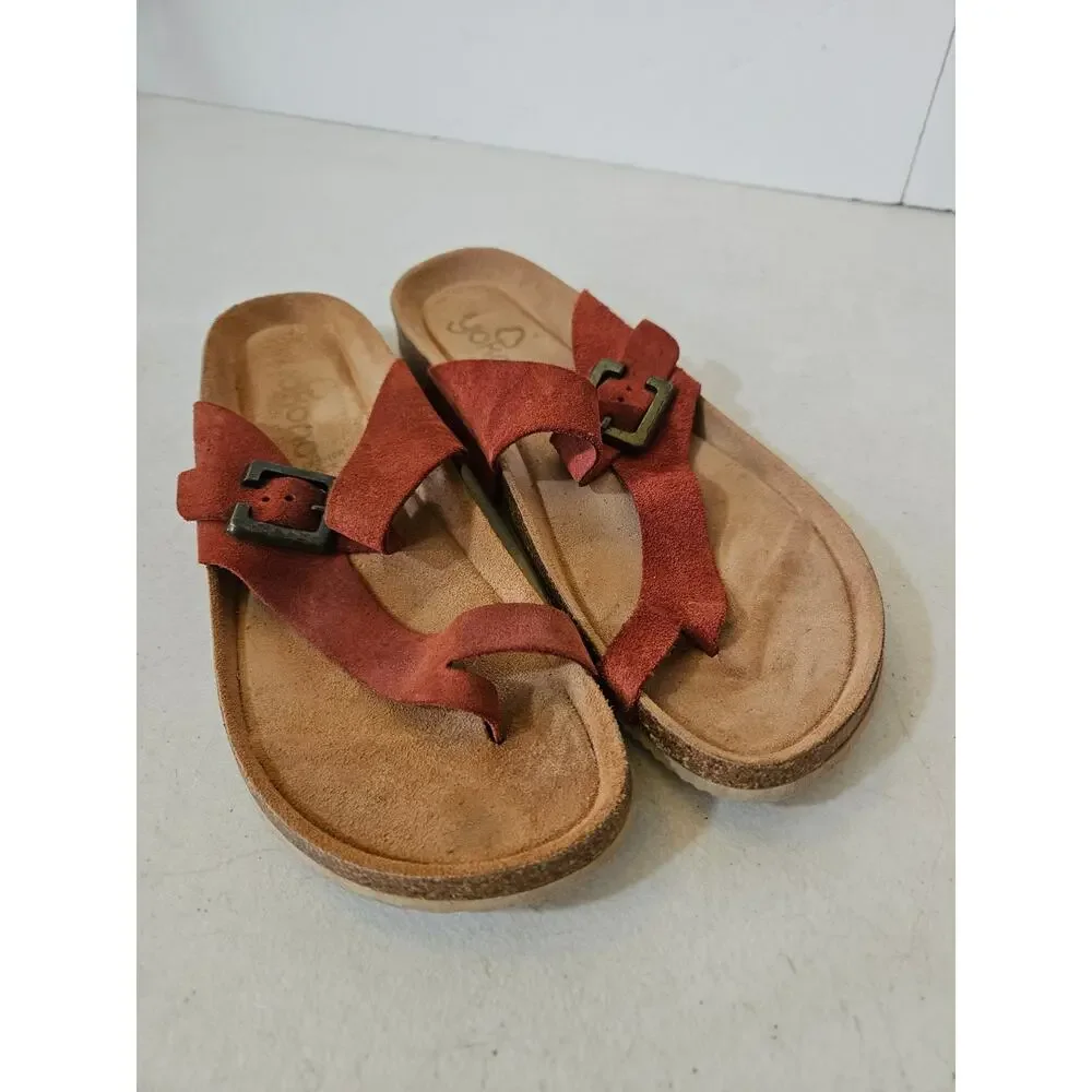 Yokono Womens Suede Leather Slip On Strappy Sandals - Size 8